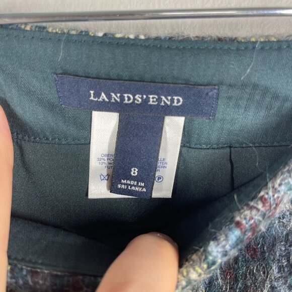 Lands End Wool Blend Mini Skirt Size 8 Faux Wrap Womens Academia Multicolor - Picture 3 of 5